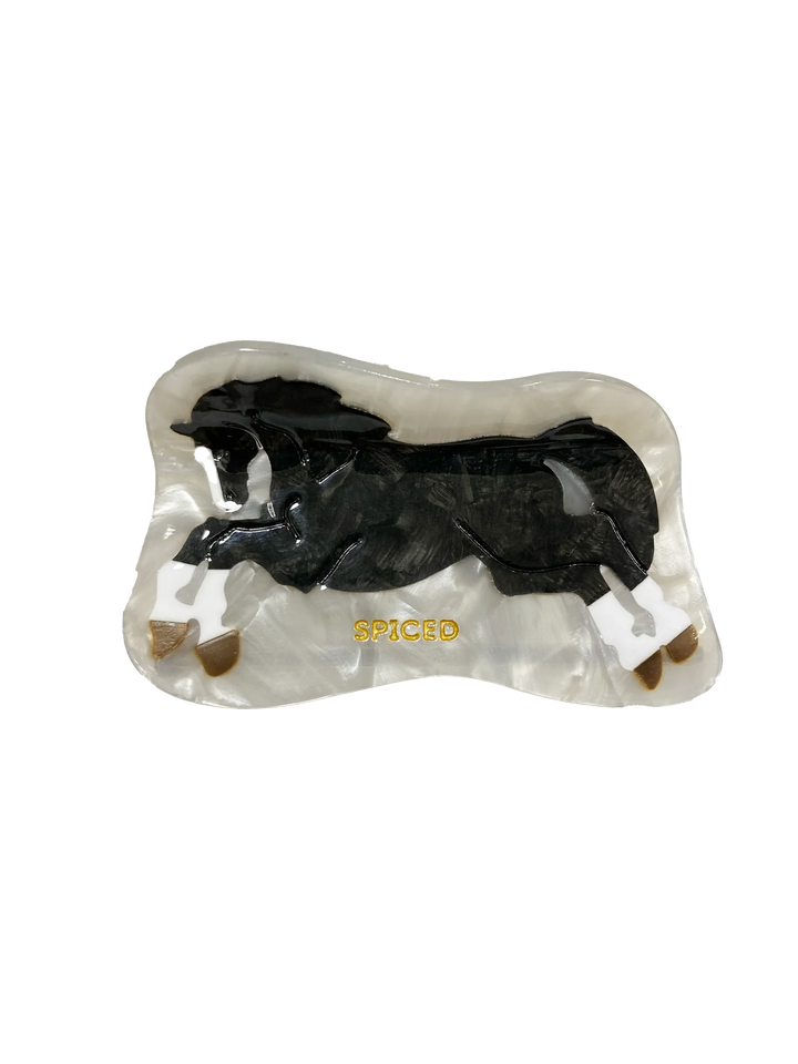 Spiced Equestrian Prancing Ponies Claw Clip