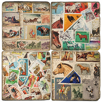 Studio Vertu "Vintage Horse Stamps" Coaster set of 4