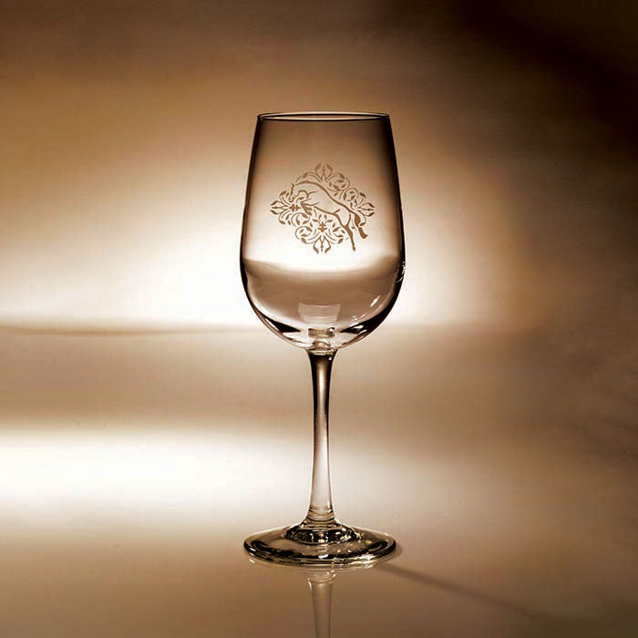 Kelley and Co. Etched Wine Glass