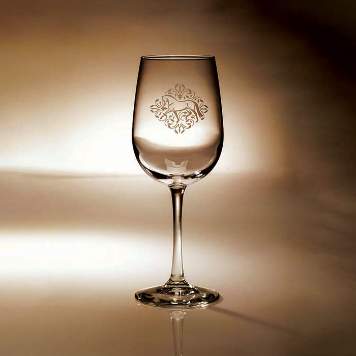 Kelley and Co. Etched Wine Glass