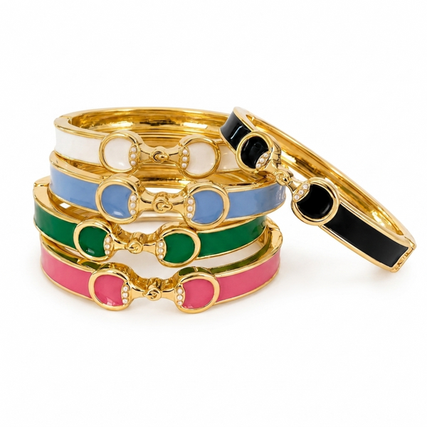 Derby Horse Bit Color Hinge Cuff Bracelet