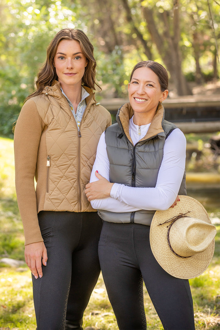 Kastel Denmark Camel Quilted Front Hooded Knit Jacket