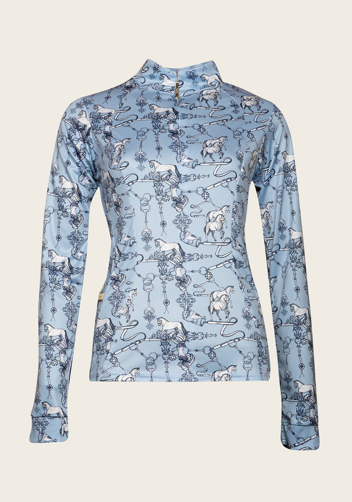 Espoir Women's 1/4 Zip Equestrian Print Top '25
