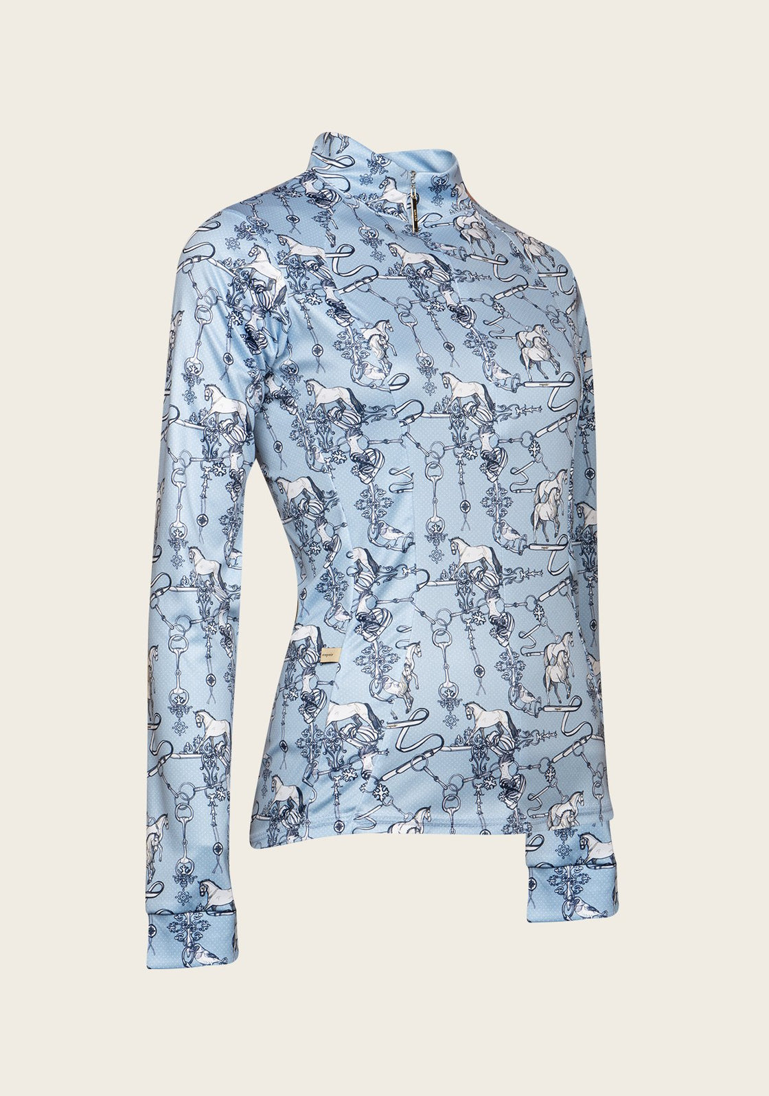 Espoir Women's 1/4 Zip Equestrian Print Top