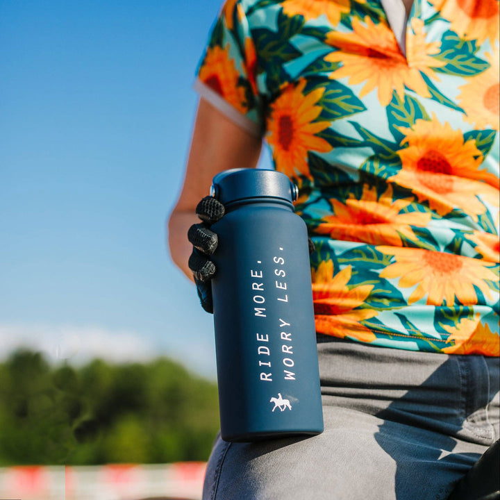 Spiced Equestrian - Ride More Worry Less Water Bottle: Charcoal