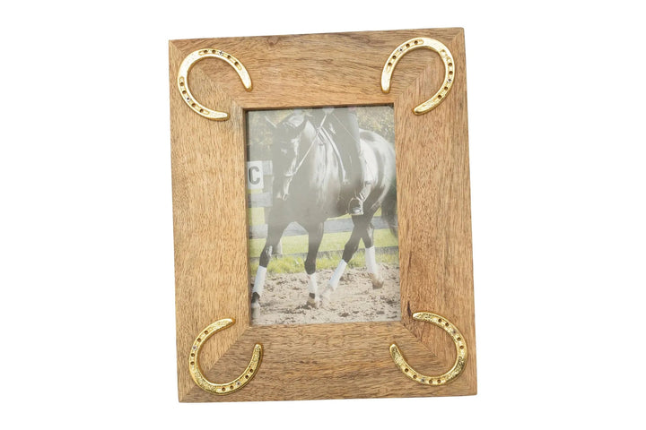 Huntley Equestrian Wooden Picture Frame with Gold Horse Shoes