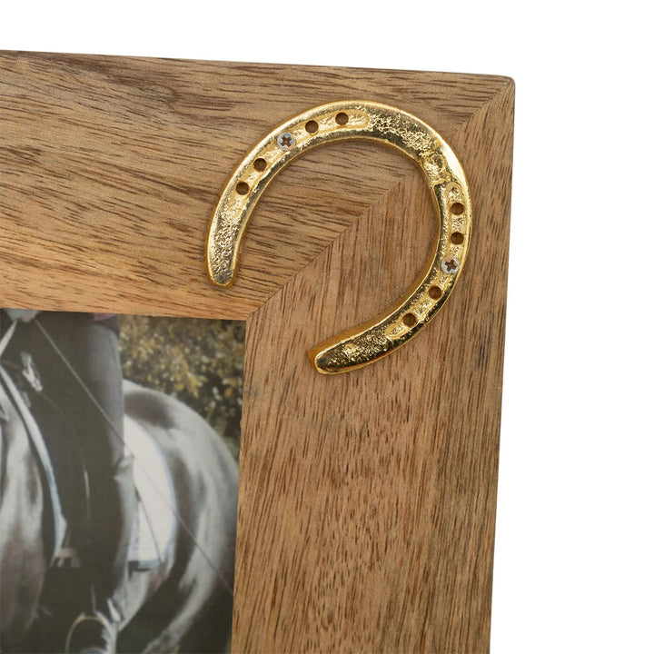 Huntley Equestrian Wooden Picture Frame with Gold Horse Shoes