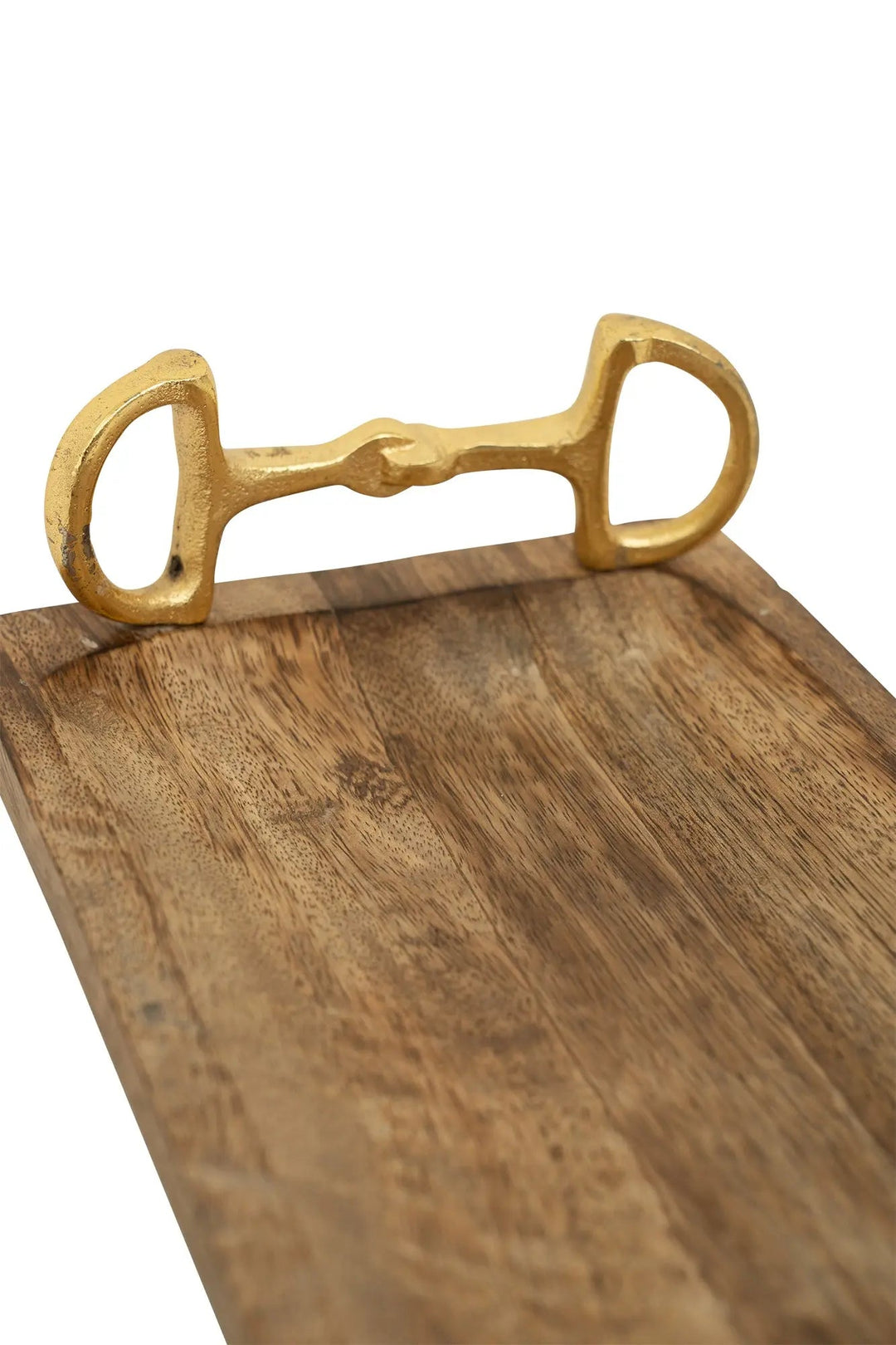 Huntley Equestrian Wooden Rectangle Tray with Gold Bit Handles