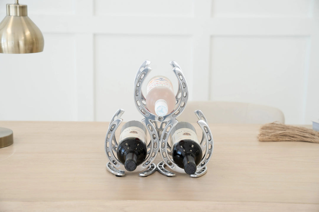 Huntley Horseshoe 3-Bottle Wine Rack