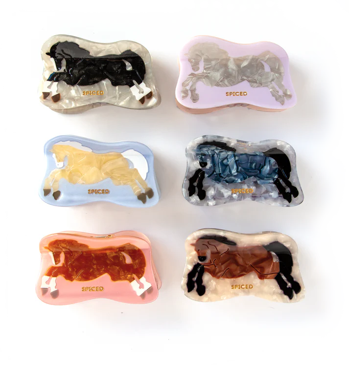 Spiced Equestrian Prancing Ponies Claw Clip