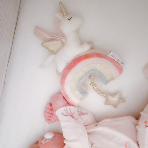 Mon Ami Plush Rainbow Unicorn Music Mobile
