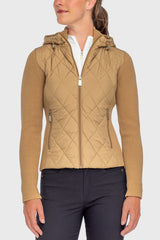 Kastel Denmark Camel Quilted Front Hooded Knit Jacket