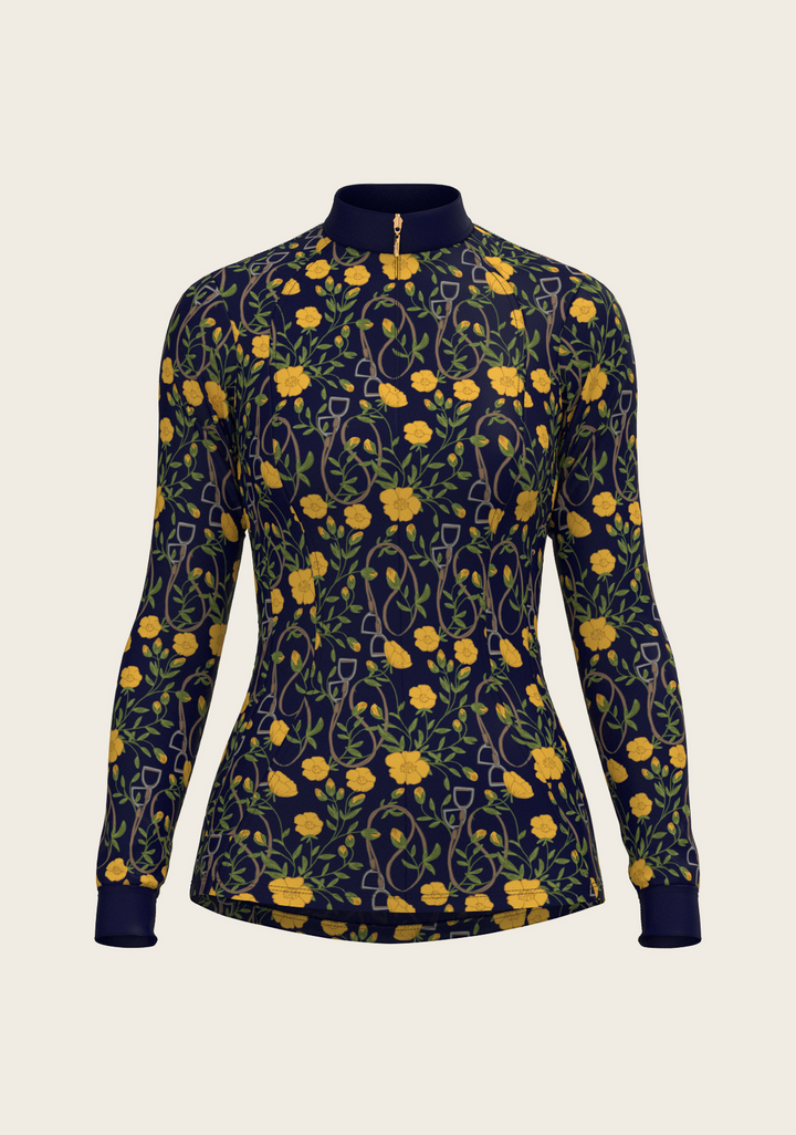 Espoir Women's 1/4 Zip Equestrian Print Top '25