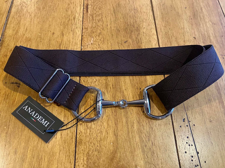 Anademi Silver Bit Buckle Stretch Belts - Textured