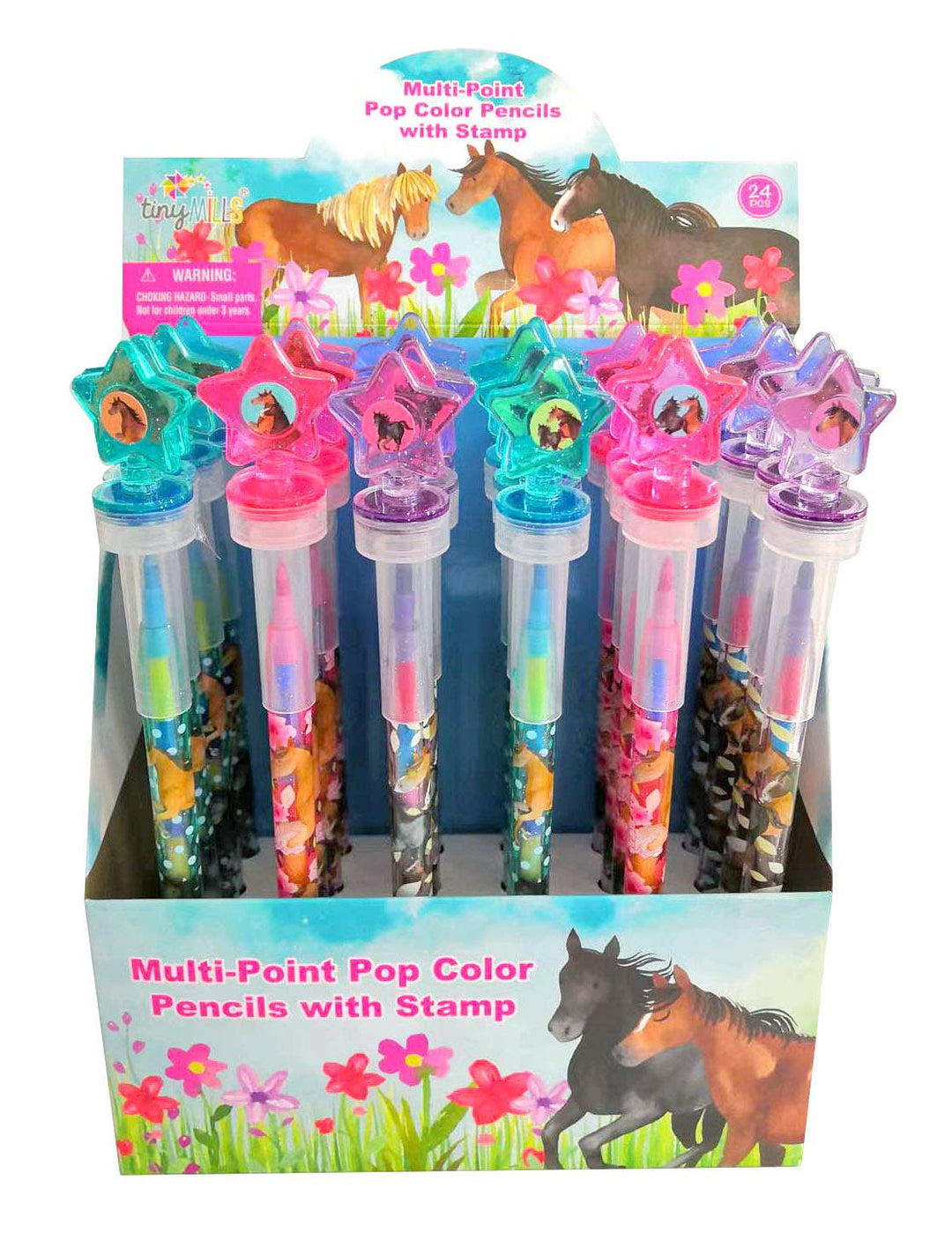 Tiny Mills - Horses Stackable Crayon with Stamper Topper