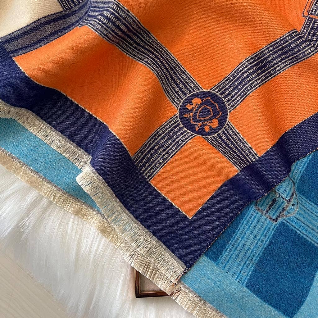 Winding River - Equestrian Turq/Orange Reversible Wrap