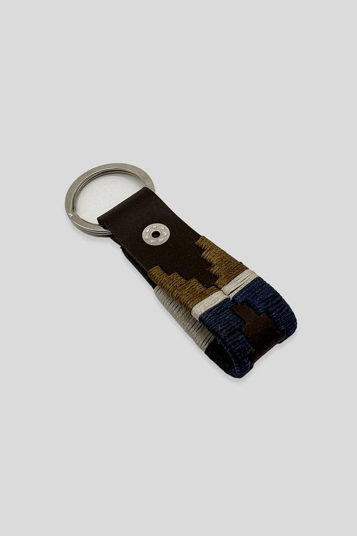 Custi Mikelo Argentinian Brown/Navy Leather Keychain