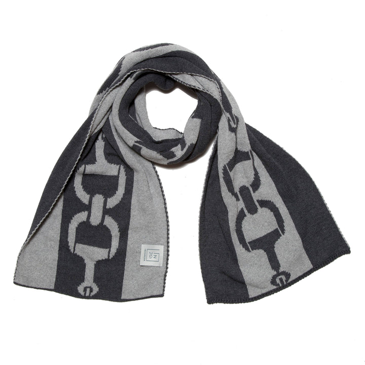 In2Green - Reversible Sustainable Knit Scarf - Snaffle Bit Striped: Grey