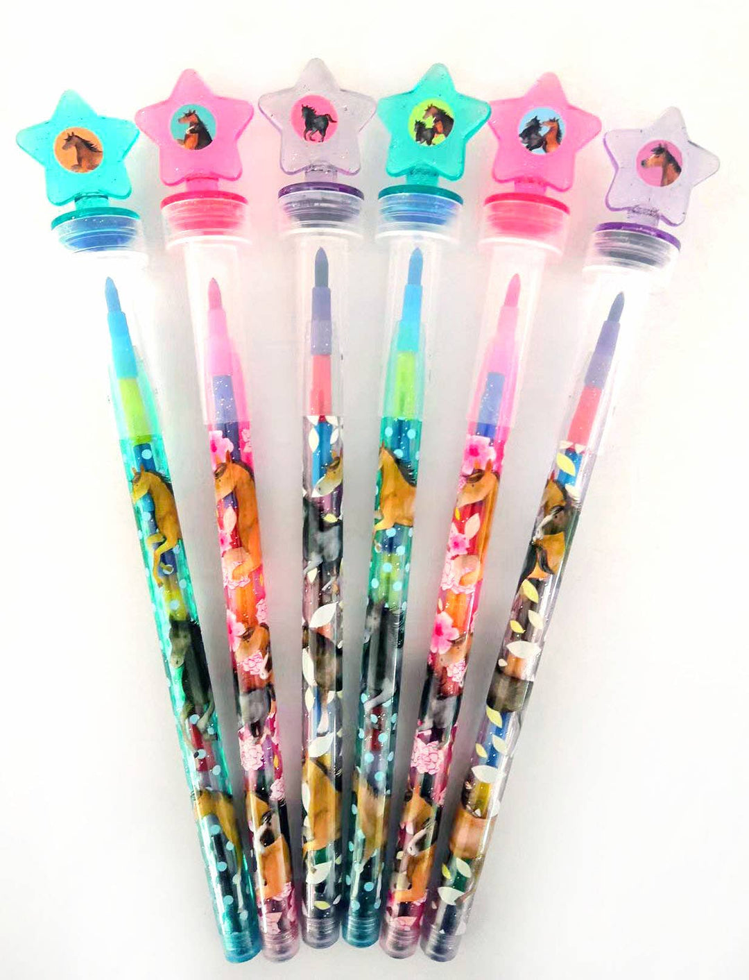 Tiny Mills - Horses Stackable Crayon with Stamper Topper