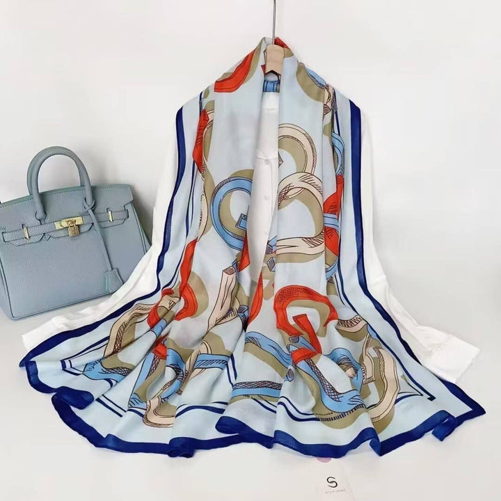 Winding River - Equestrian Red / Blue Scarf – Horseshoe Collection