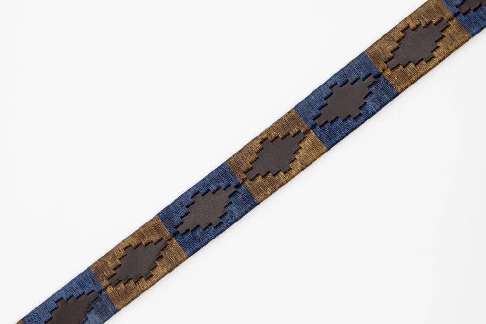 Custi Mikelo Argentinian Leather Polo Belt Navy/Brown