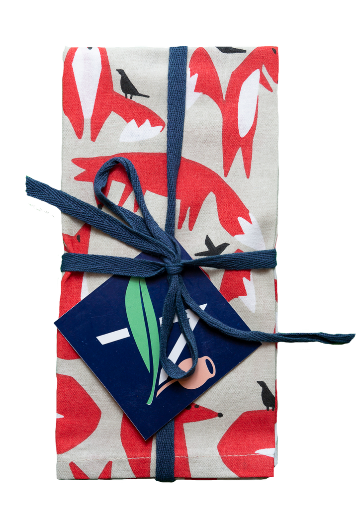 Allgifts Australia - Cotton Napkins - Foxes (Set of 4)