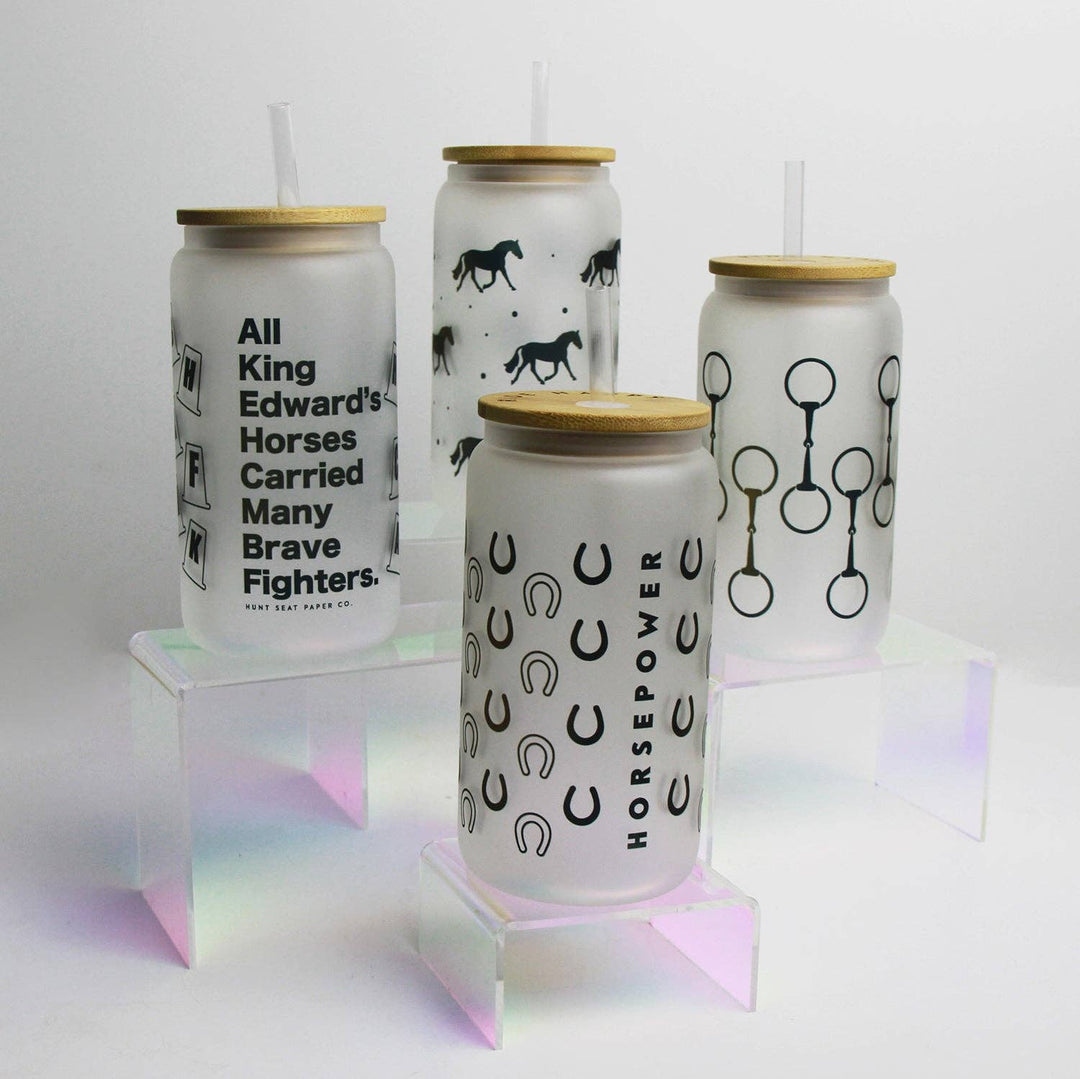 Dressage Glass Tumbler Bamboo Lid & Straw Hunt Seat Paper Co.