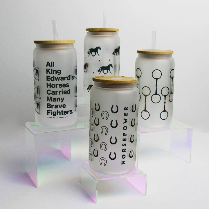Dressage Glass Tumbler Bamboo Lid & Straw Hunt Seat Paper Co.