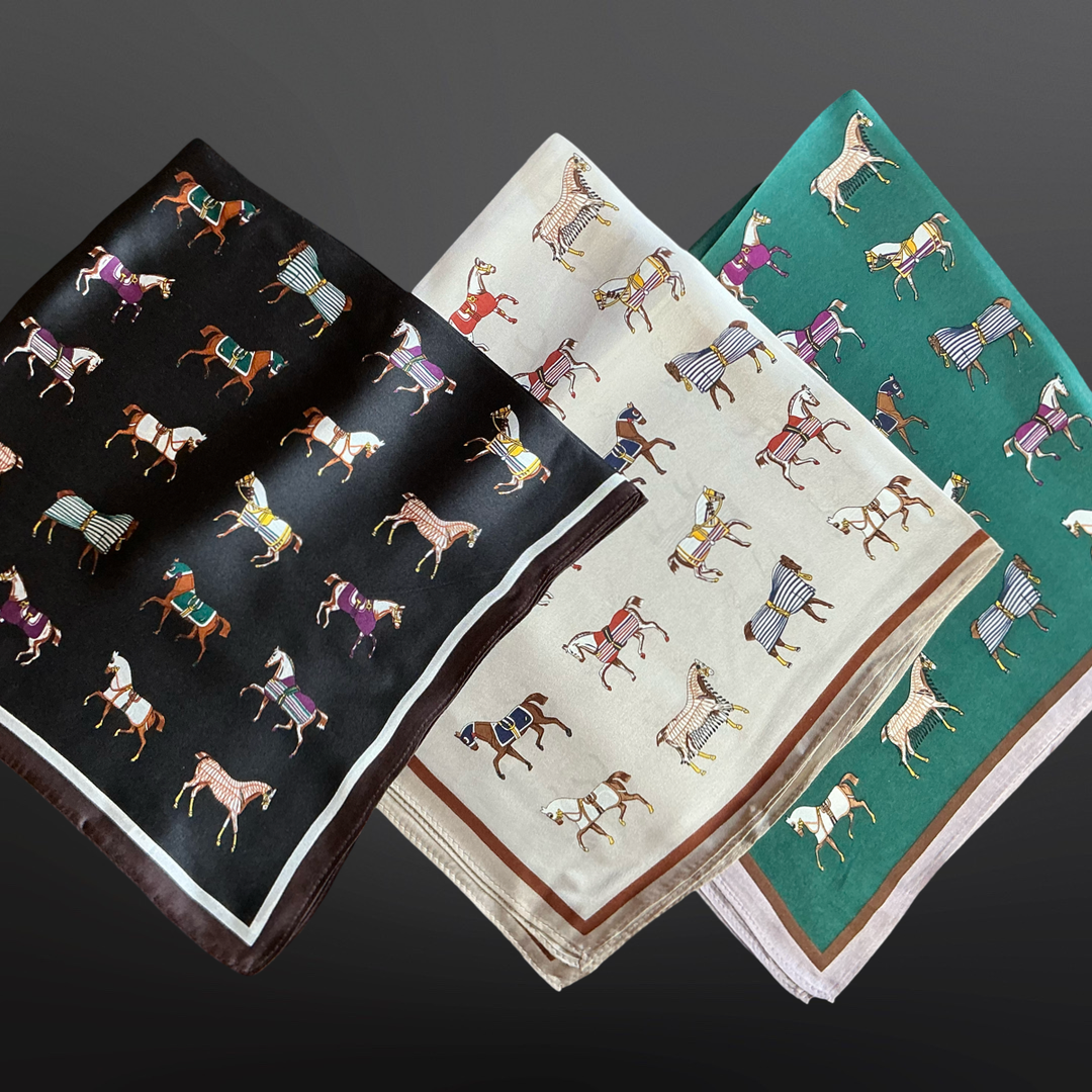 Westrian International - Equestrian Silk Scarf Horses in Blankets