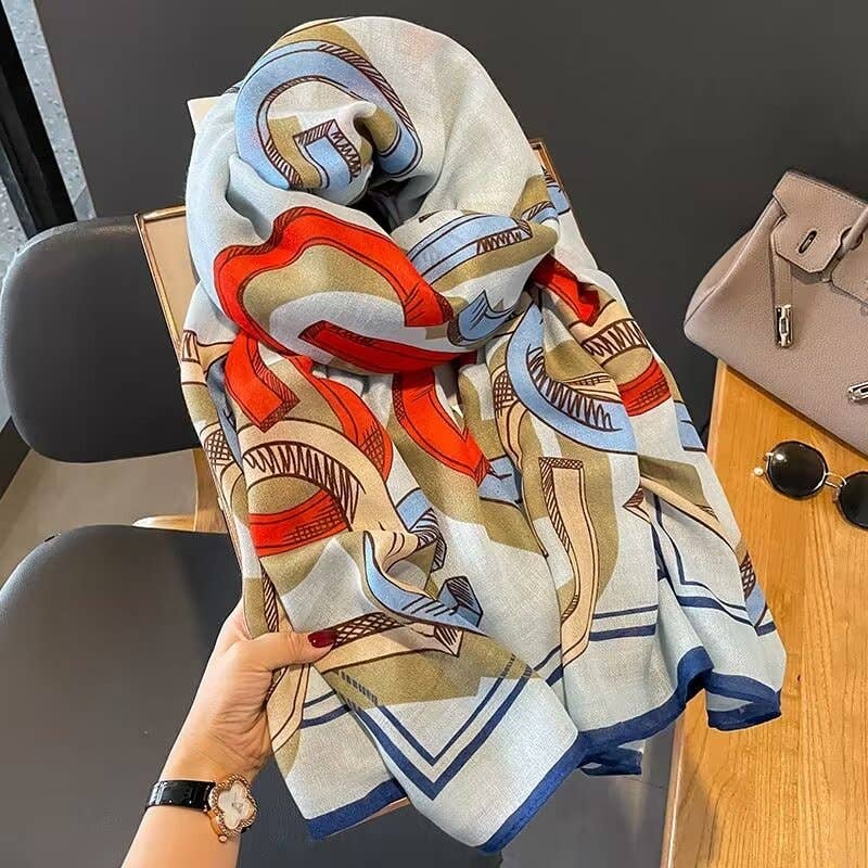 Winding River - Equestrian Red / Blue Scarf – Horseshoe Collection