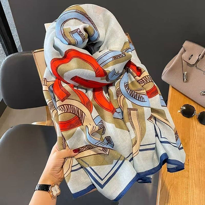 Winding River - Equestrian Red / Blue Scarf – Horseshoe Collection