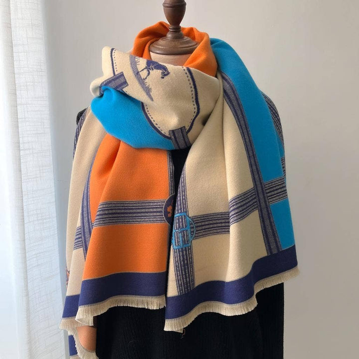 Winding River - Equestrian Turq/Orange Reversible Wrap