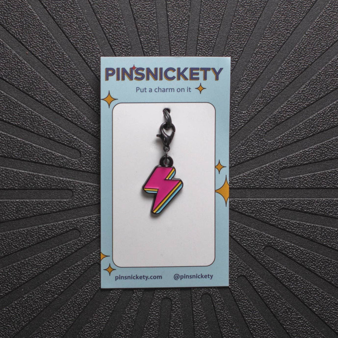 Pinsnickety - Pink Lightning Bolt Charm