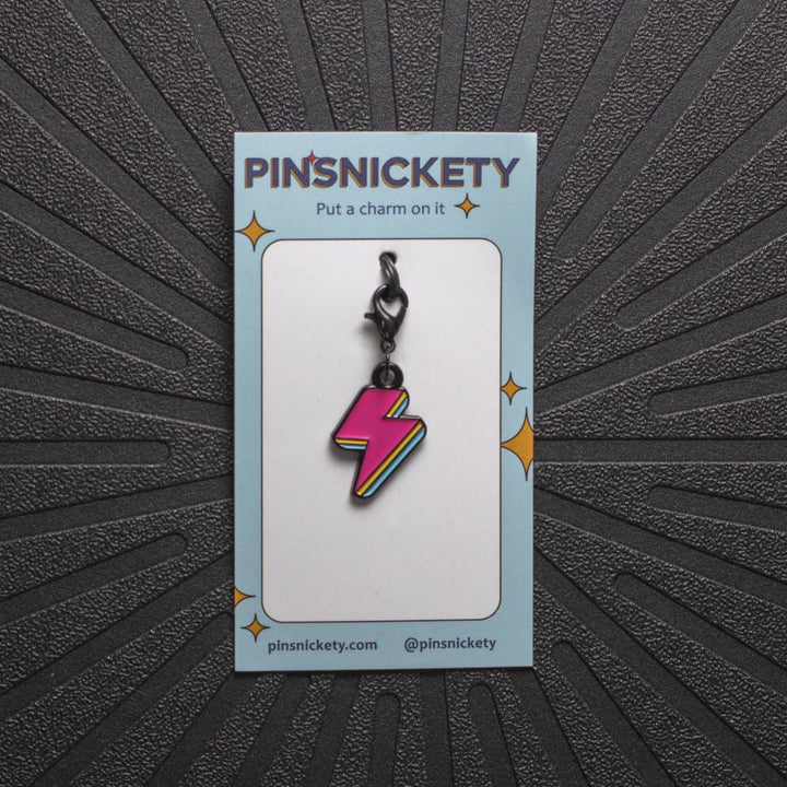 Pinsnickety - Pink Lightning Bolt Charm