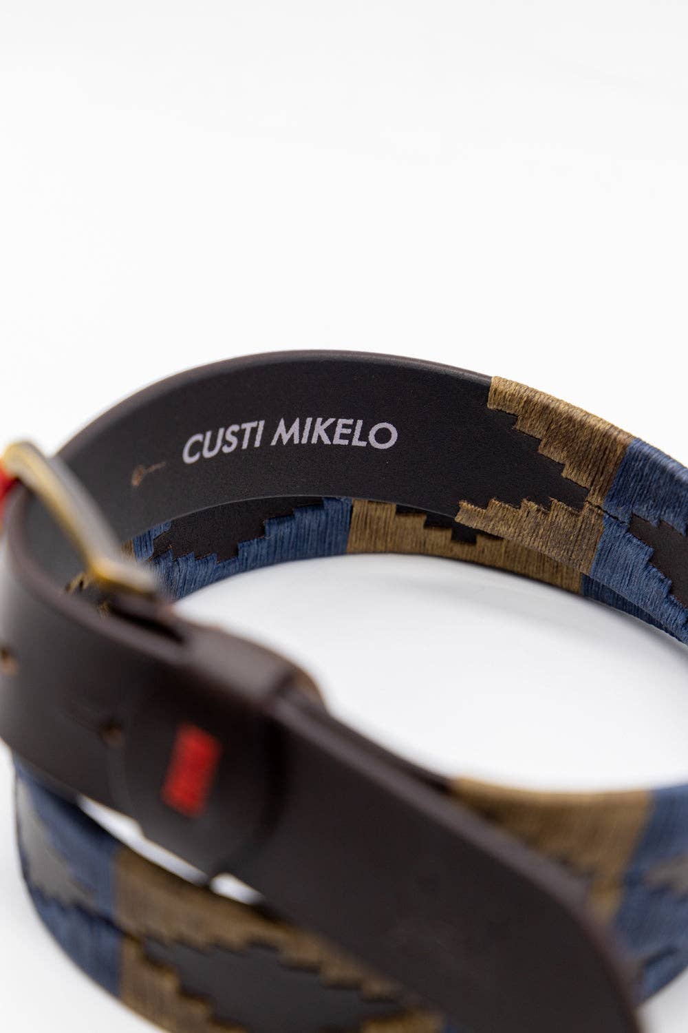 Custi Mikelo Argentinian Leather Polo Belt Navy/Brown