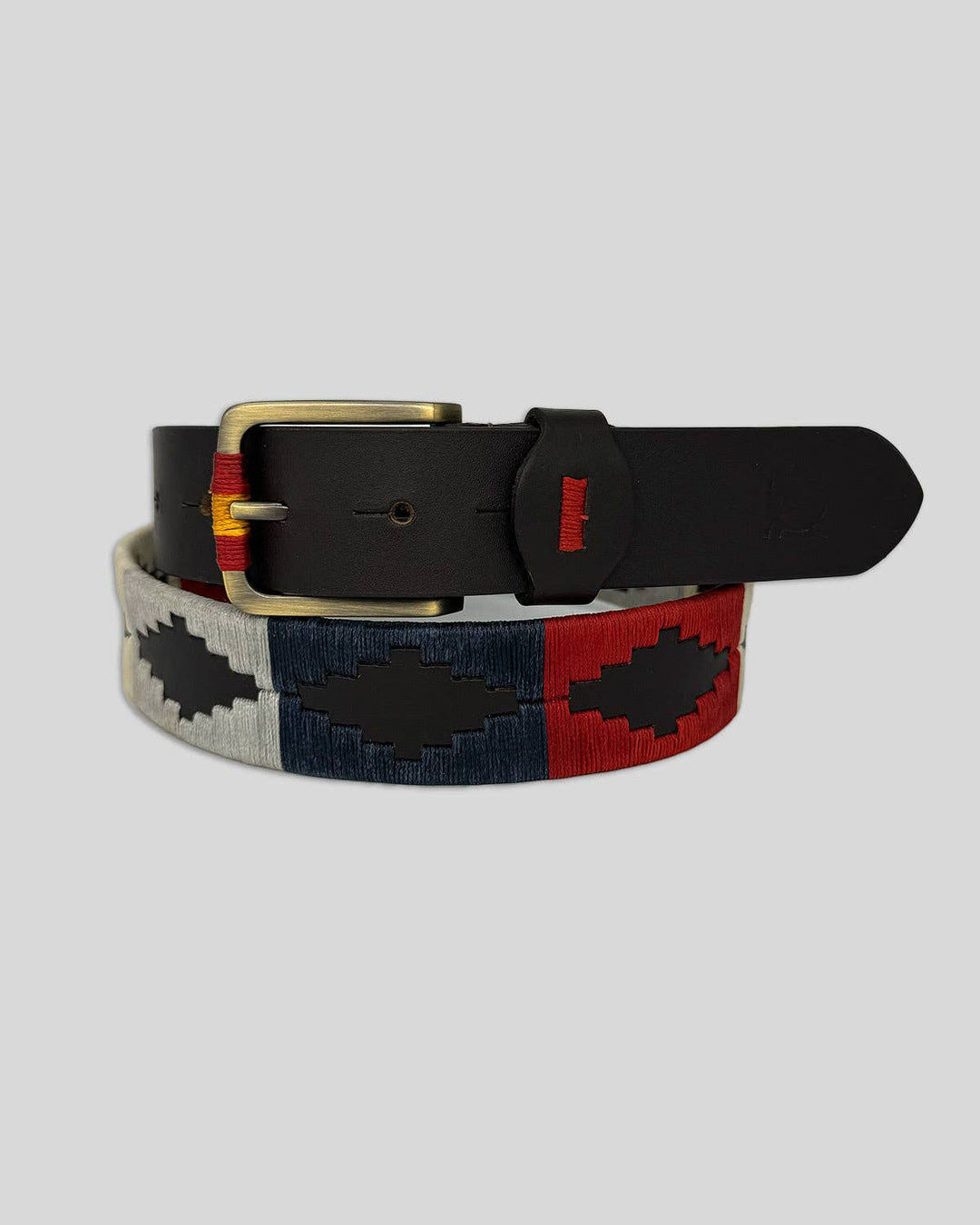 Custi Mikelo Argentinian Leather Polo Belt Red/Navy/Grey