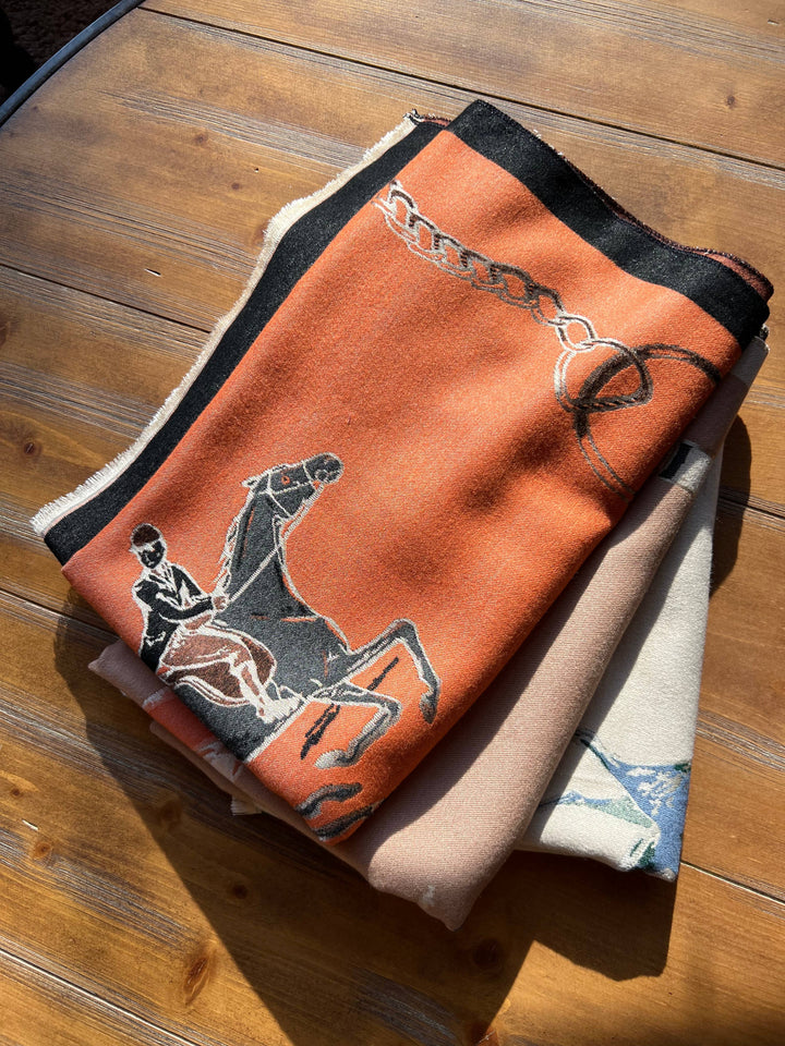 Westrian International - Fox Hunter Jumper English Side Saddle Equestrian Horse Scarf: Cream