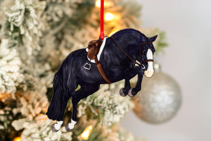Classy Equine - Hunter Jumper Horse Christmas Ornament - Black Sport Horse