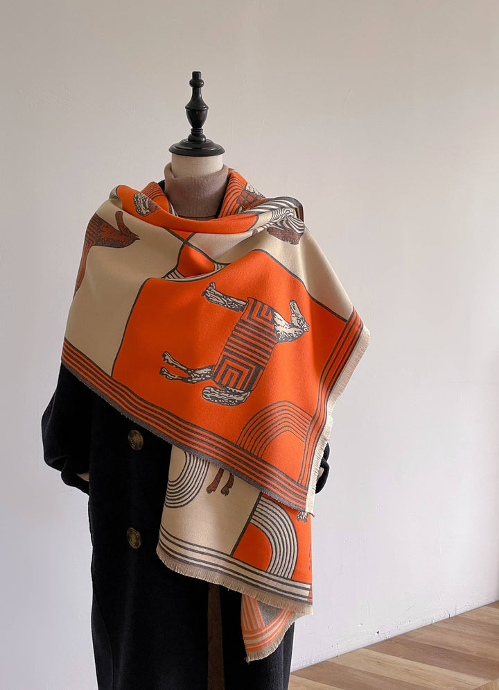 Winding River - Equestrian Orange / Gray Reversible Wrap