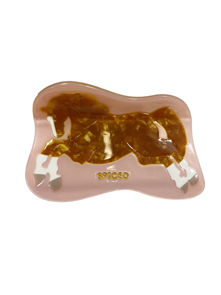 Spiced Equestrian Prancing Ponies Claw Clip