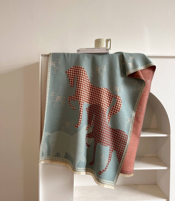 Winding River - Equestrian Sage/Burnt Brown Tartan Pony Reversible Wrap
