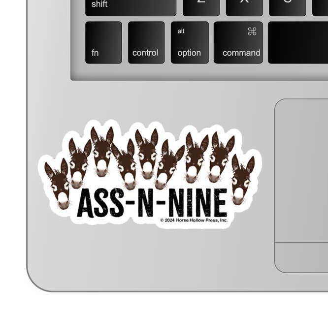 Horse Hollow Press - 3" Waterproof ASS-N-NINE Funny Donkey Sticker