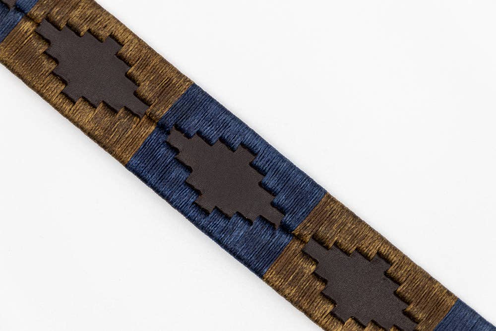 Custi Mikelo Argentinian Leather Polo Belt Navy/Brown