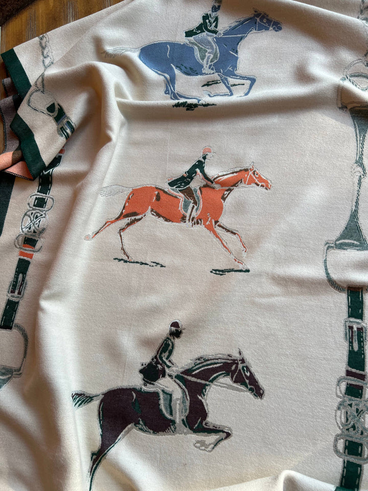 Westrian International - Fox Hunter Jumper English Side Saddle Equestrian Horse Scarf: Cream