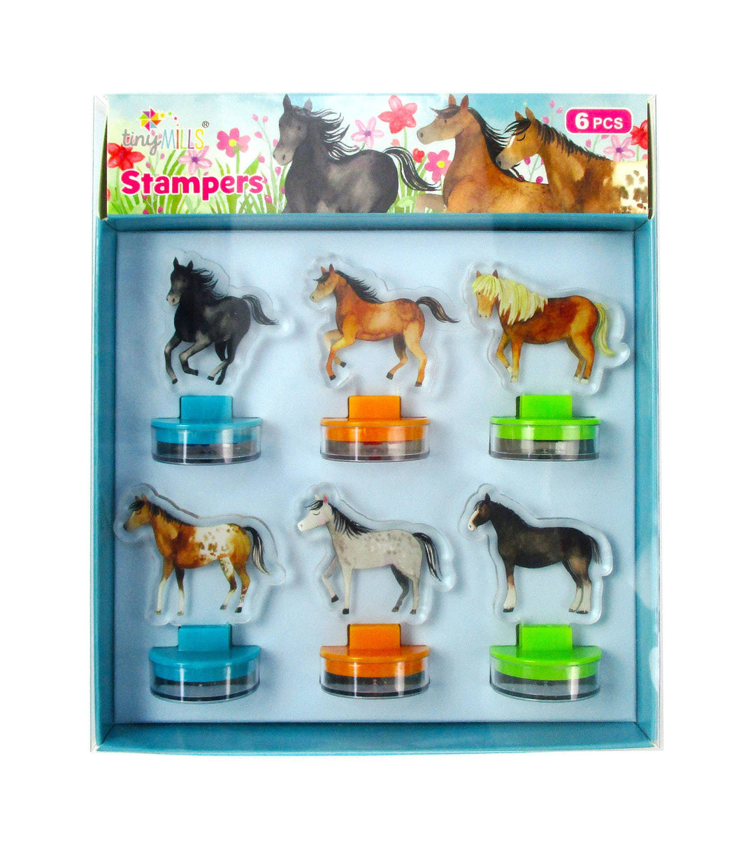 Tiny Mills - Horse Acrylic Self-Inking Stampers, 6 Pcs