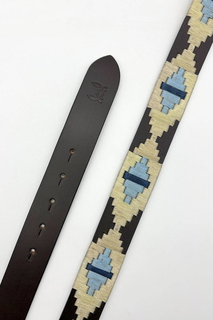 Custi Mikelo: Made in Spain - Argentinian leather belt Beige Sky Blue | 93: 85