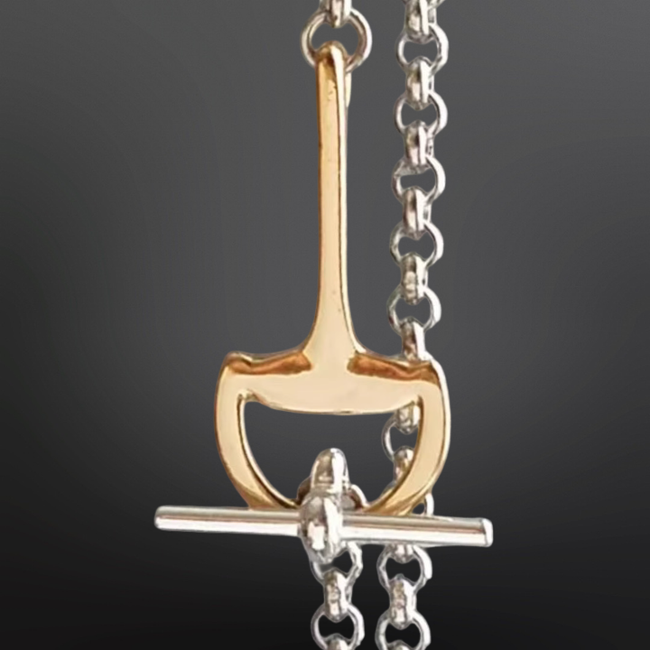 Westrian International - Equestrian Snaffle Bit Two Tone Necklace: 21”