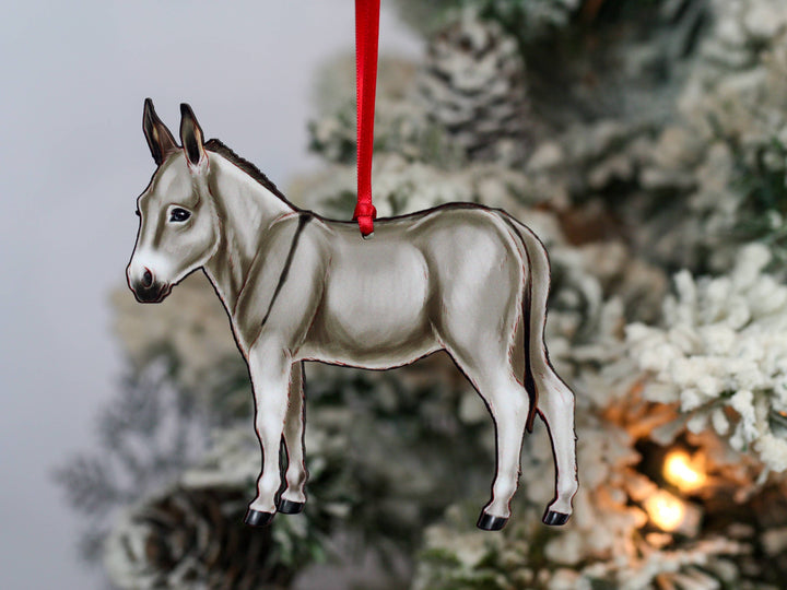 Classy Equine - Gray Miniature Donkey Christmas Ornament Decoration Gift
