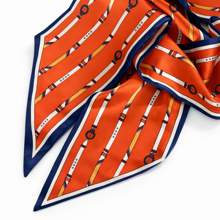 Ellison+Young - Saddle Stripe Silky Jumbo Twilly Scarf – Classic Equestrian Elegance