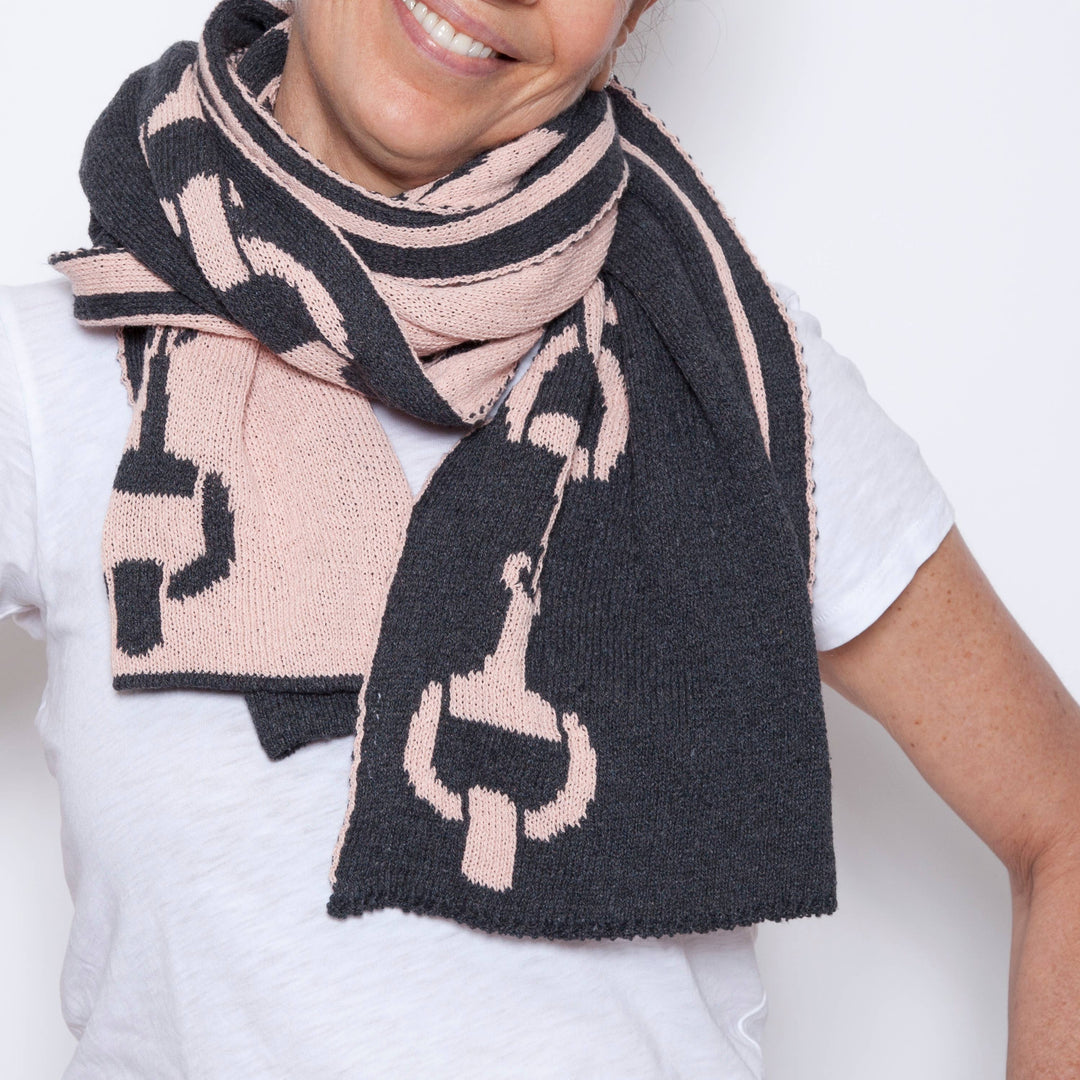 In2Green - Cotton Sustainable Knit Scarf - Equestrian Snaffle Bit: Brown